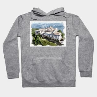 Historic Montecassino Abbey / Mountains of Italy Near Rome / Watercolour Painting Hoodie